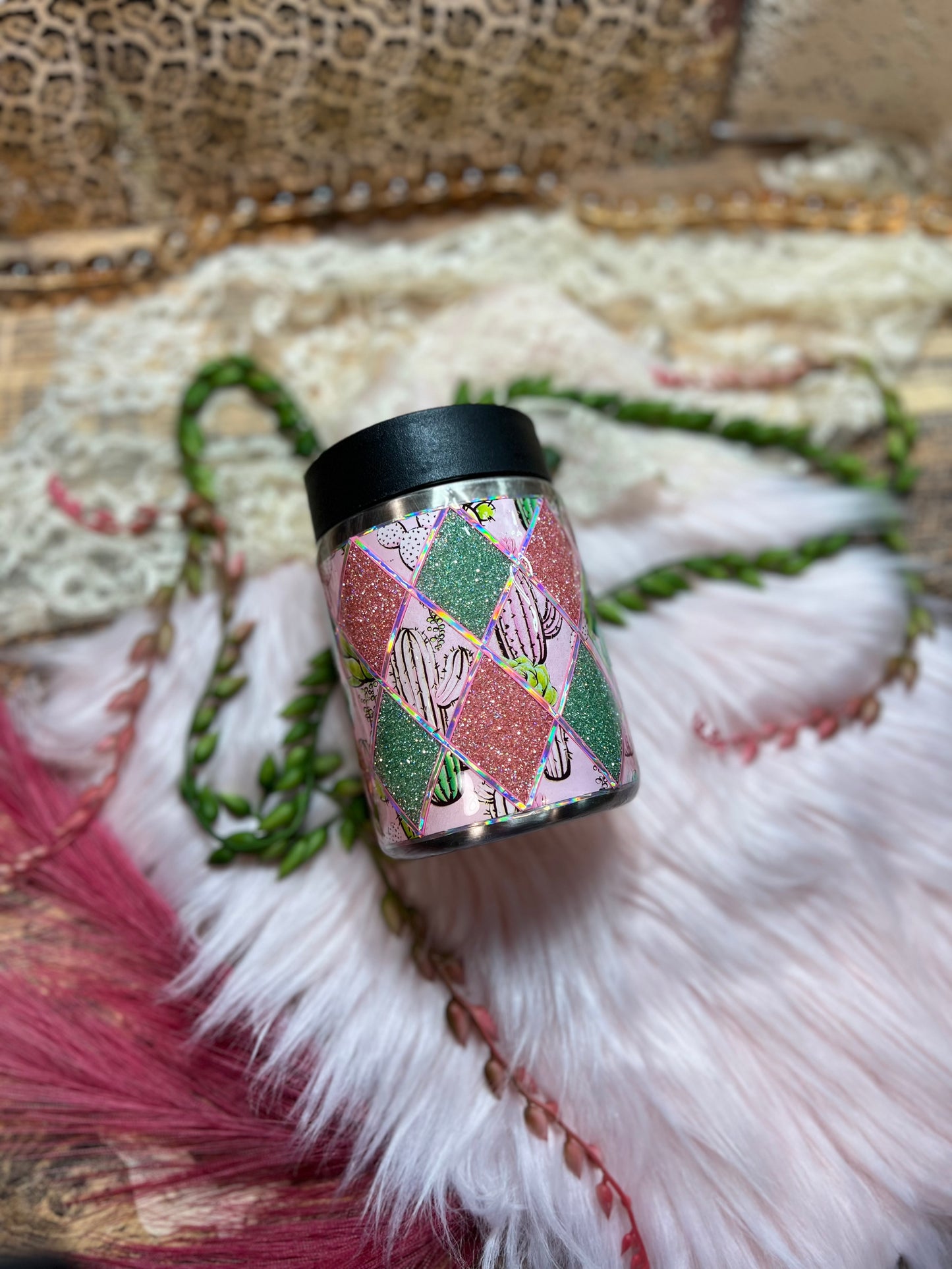 RTS ✅ Skinny Can Koozie Pink Argyle